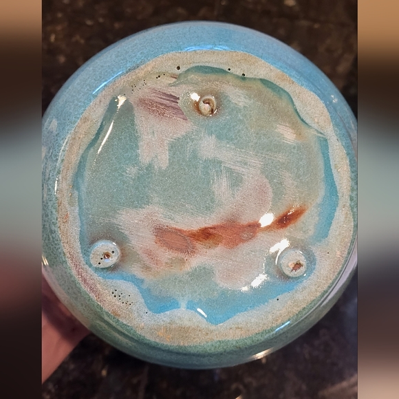 Speckled Blue Glazed North Carolina Pottery Canister Jar with Lid - Picture 12 of 12